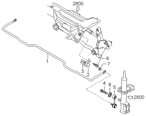 1998 Kia Sephia Bush-Rubber Diagram for 0K2A128156