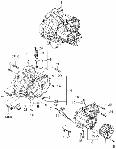 1997 Kia Sephia Transmission Case Diagram