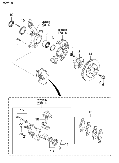 1998 Kia Sephia Axle & Brake Mechanism-Front Diagram 1