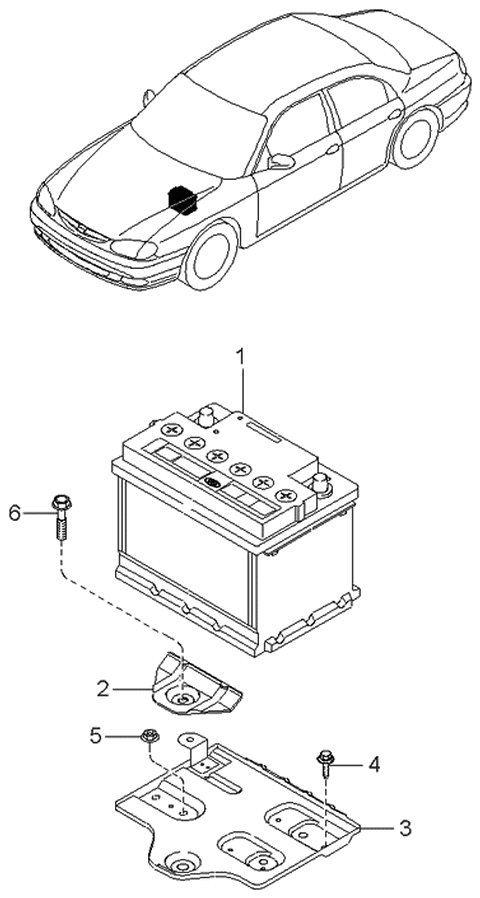 1999 Kia Sephia Battery-SEPHIA 98-01 Diagram for 0K2AT18520