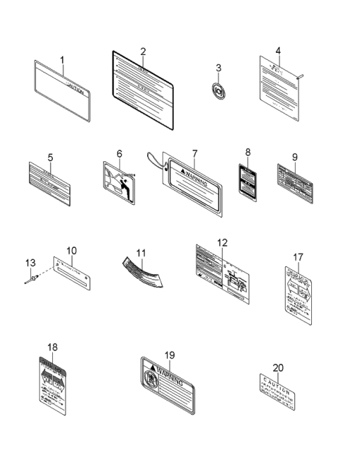 1998 Kia Sephia Caution Plate & Labels Diagram 2