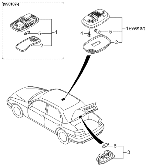 1997 Kia Sephia Lamp-Room Diagram for 0K9B051310A06