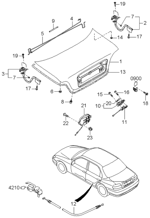 1999 Kia Sephia Striker Assembly Diagram for 0K2A156840