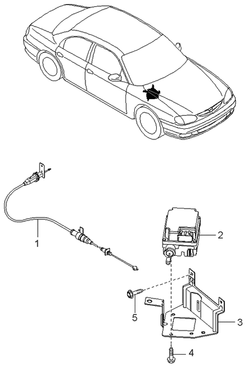 1997 Kia Sephia Acc Sub Bracket Diagram for 0K2AA66313B