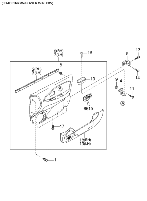 1997 Kia Sephia Trim & Related Parts-Front Door Diagram 2