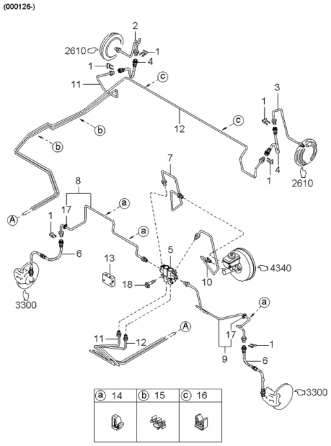 1999 Kia Sephia Pipe-Brake,Front,RH Diagram for 0K2A145280E