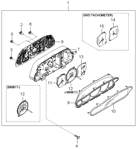 1998 Kia Sephia Meter Set Diagram for 0K2AA5543XC