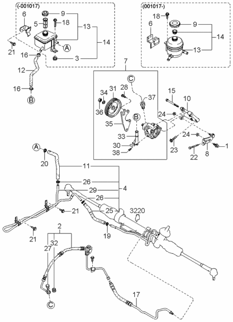 2000 Kia Sephia Power Steering System Diagram
