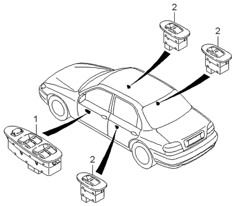 1997 Kia Sephia Power Window Switches Diagram