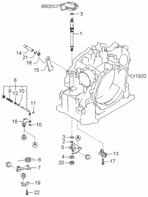1998 Kia Sephia Manual Linkage System Diagram