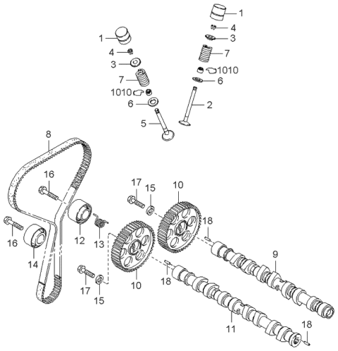 2000 Kia Sephia CAMSHAFT Diagram for 0K24712421