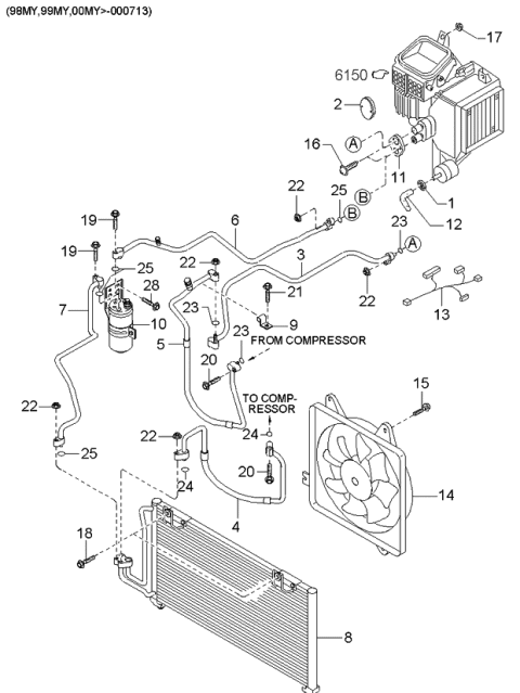 1999 Kia Sephia Low Cooler Pipe Diagram for 1K2A161458