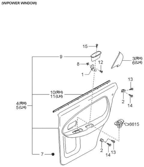 2001 Kia Sephia Rear Door Trims & Related Parts Diagram 2