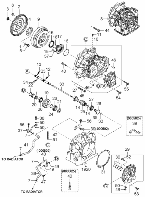 2001 Kia Sephia Torque Converter, Oil Pump & Pipings Diagram