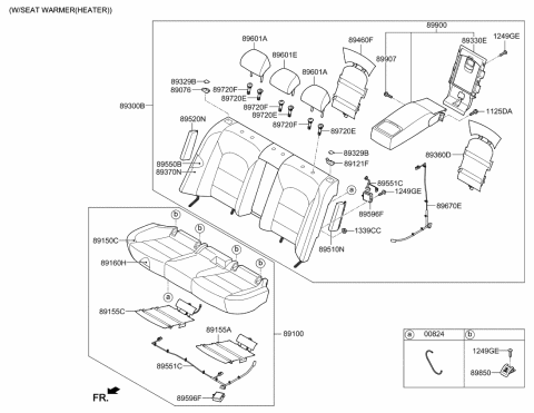 2018 Kia Cadenza Rear Seat Armrest Assembly Diagram for 89900F6930YGD