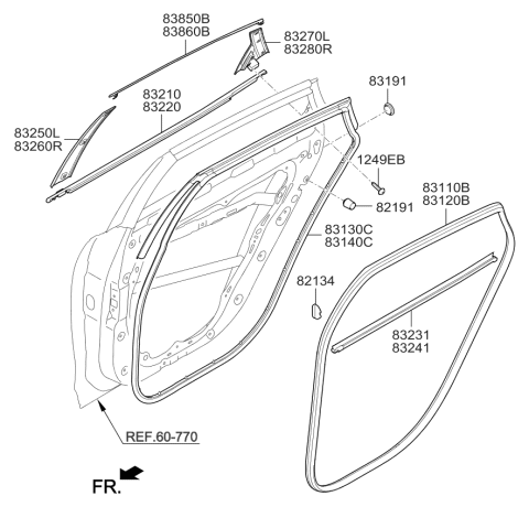 2018 Kia Cadenza GARNISH Assembly-Rear Door R Diagram for 83280F6000