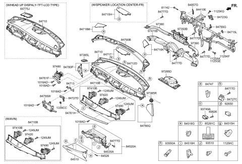 2018 Kia Cadenza Garnish-Crash Pad,RH Diagram for 84795F6000YWA