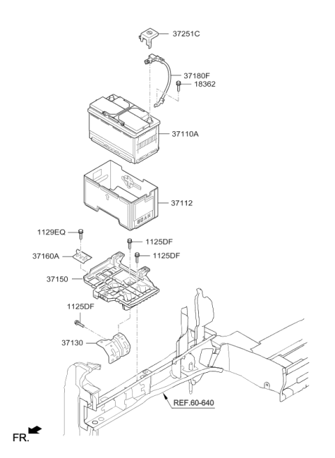 2018 Kia Cadenza Tray Assembly-Battery Diagram for 37150F6100