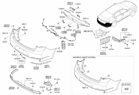 2019 Kia Cadenza Bracket Assembly-Rear Bumper Diagram for 86614F6000