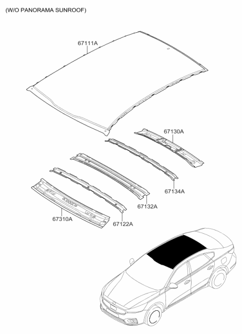 2017 Kia Cadenza Rail Assembly-Roof Front Diagram for 67121F6050