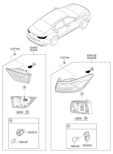 2019 Kia Cadenza Lamp Assembly-Rear Combination Diagram for 92401F6020