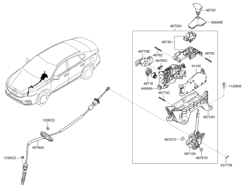 2017 Kia Cadenza Knob Assembly-Gear Shift Diagram for 46720D4200YBR