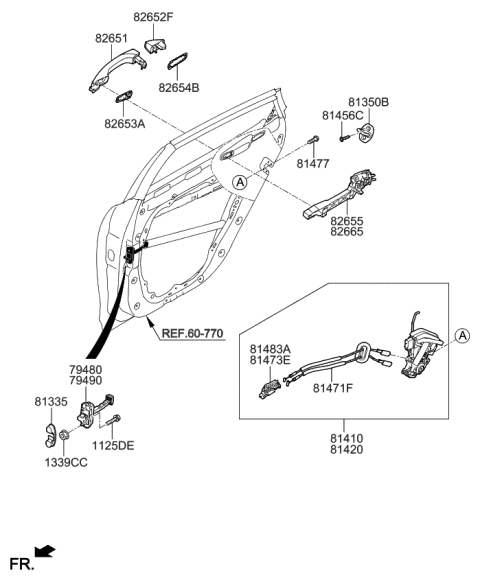 2017 Kia Cadenza Checker Assembly-Rear Door Diagram for 79490F6000