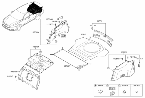 2018 Kia Cadenza TRIM ASSY-LUGG PARTI Diagram for 85725F6000