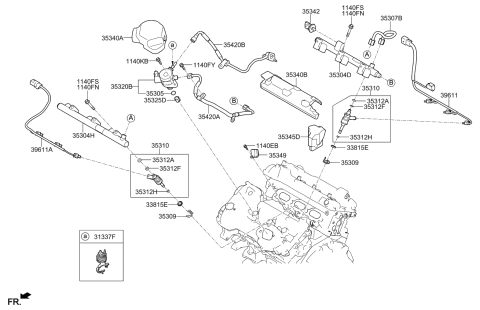 2017 Kia Cadenza Throttle Body & Injector Diagram