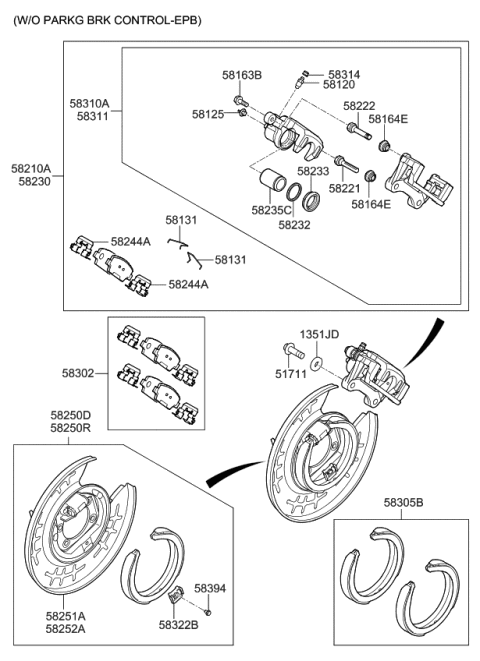 2018 Kia Cadenza Brake Assembly-Rear Wheel Diagram for 58210F6100
