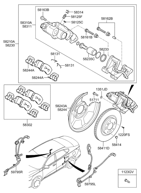 2018 Kia Cadenza Disc-Rear Brake Diagram for 58411F6000