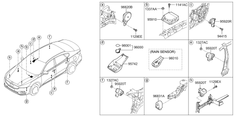 2017 Kia Cadenza Air Bag Control Module Assembly Diagram for 95910F6500