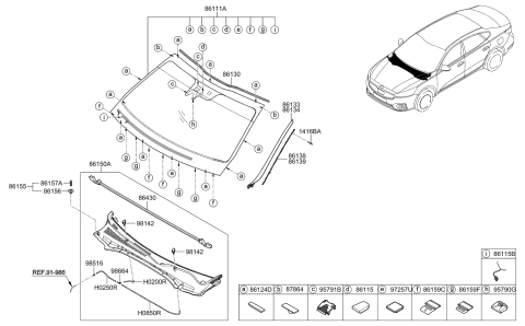 2019 Kia Cadenza MOULDING Assembly-Windshield Diagram for 86131F6000