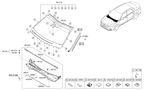 2019 Kia Cadenza MOULDING Assembly-Windshield Diagram for 86132F6000