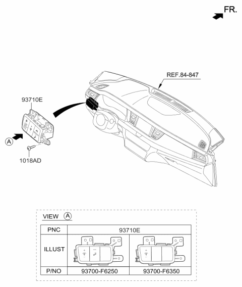 2019 Kia Cadenza Switch Assembly-Side Crash Pad Diagram for 93700F6250