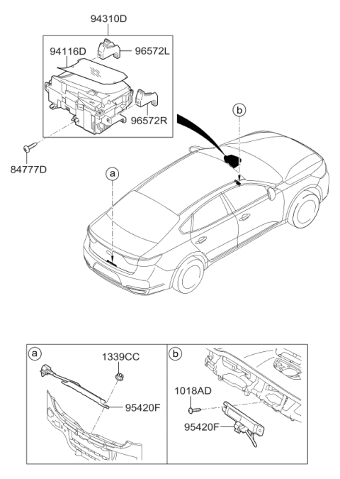 2019 Kia Cadenza Smartkey Antenna Assembly Diagram for 95420F6100