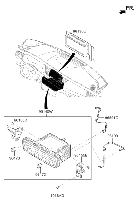 2017 Kia Cadenza Audio Assembly Diagram for 96160F6050