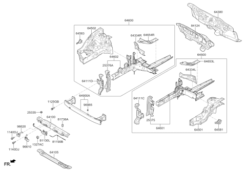 2018 Kia Cadenza Panel Assembly-Fender Apron Diagram for 64501F6000