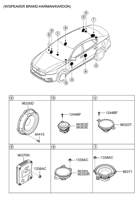 2018 Kia Cadenza Rear Speaker Assembly, Left Diagram for 96360F6200