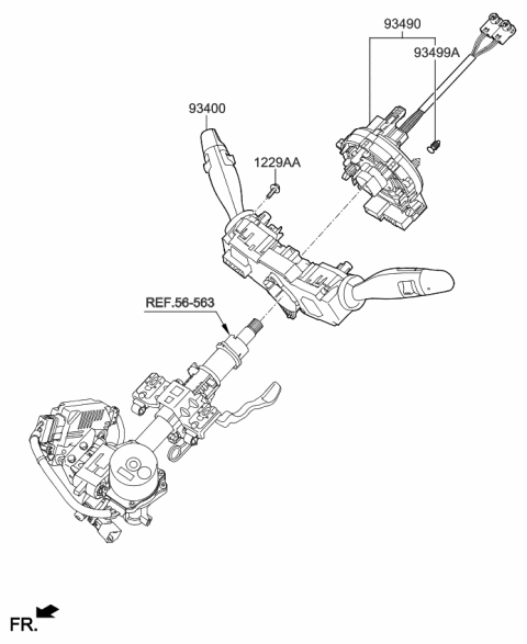 2018 Kia Cadenza Clock Spring Contact Assembly Diagram for 93490D4520