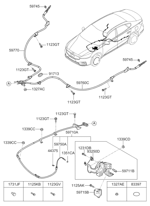 2018 Kia Cadenza CABLE ASSY-PARKNG BR Diagram for 59750F6000