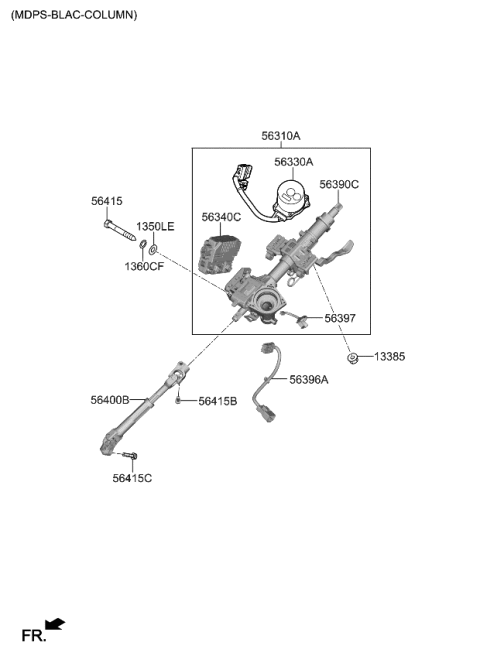 2019 Kia Cadenza Column & Housing Assembly Diagram for 56390F6300