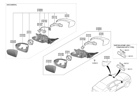 2017 Kia Cadenza Outside Rear View Mirror Assembly, Right Diagram for 87620F6320