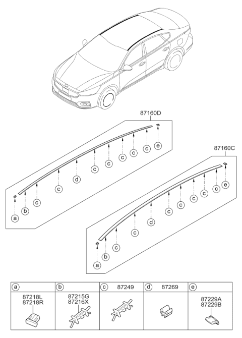 2018 Kia Cadenza Roof Garnish & Rear Spoiler Diagram