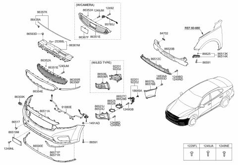 2017 Kia Cadenza Cover-Front Fog Lamp Lower Diagram for 86527F6000