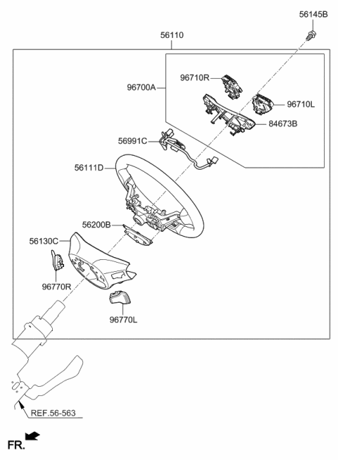 2017 Kia Cadenza Steering Wheel Assembly Diagram for 56110F6210WK