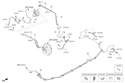 2017 Kia Cadenza Clip-Brake Fluid Line Diagram for 58756F6010