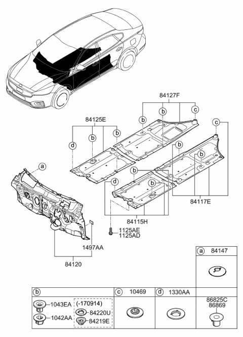 2017 Kia Cadenza Under Cover Assembly-FLO Diagram for 84137D4000