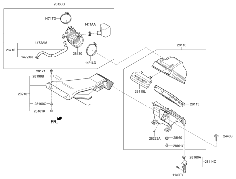 2019 Kia Cadenza Air Cleaner Filter Diagram for 28113F6200