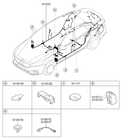 2019 Kia Cadenza WIRING ASSY-FLOOR Diagram for 91571F6261